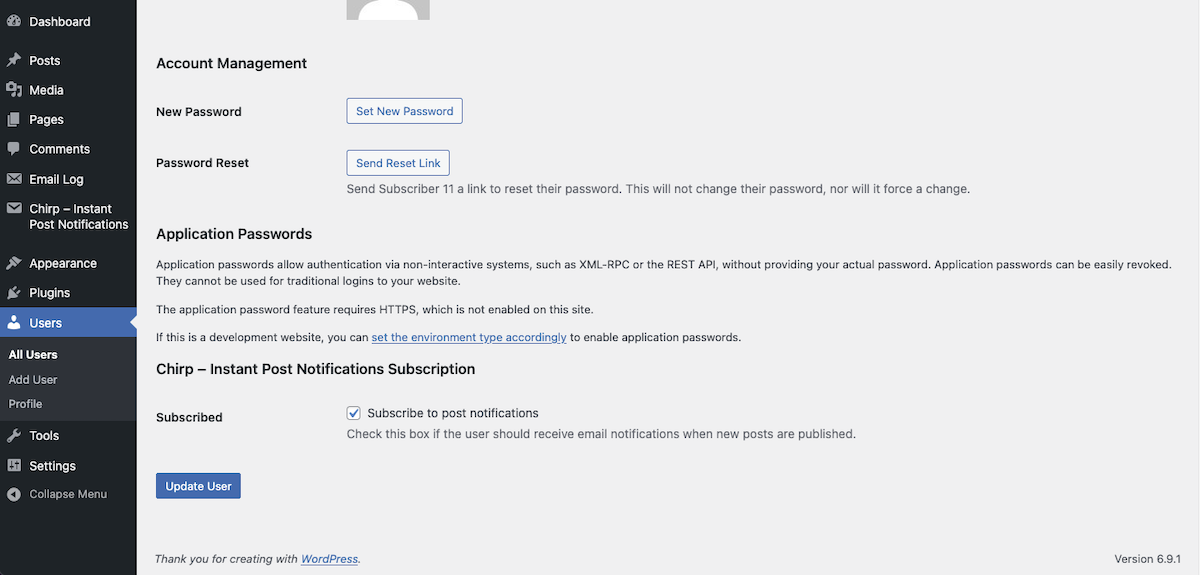 **User Profile Integration** – Subscribers can manage their subscription status from their profile