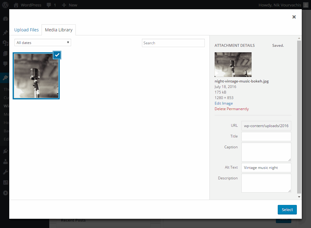 WordPress media manager integration