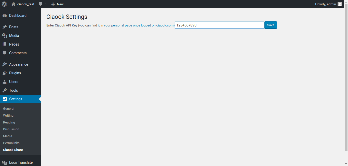 Settings for plugin
