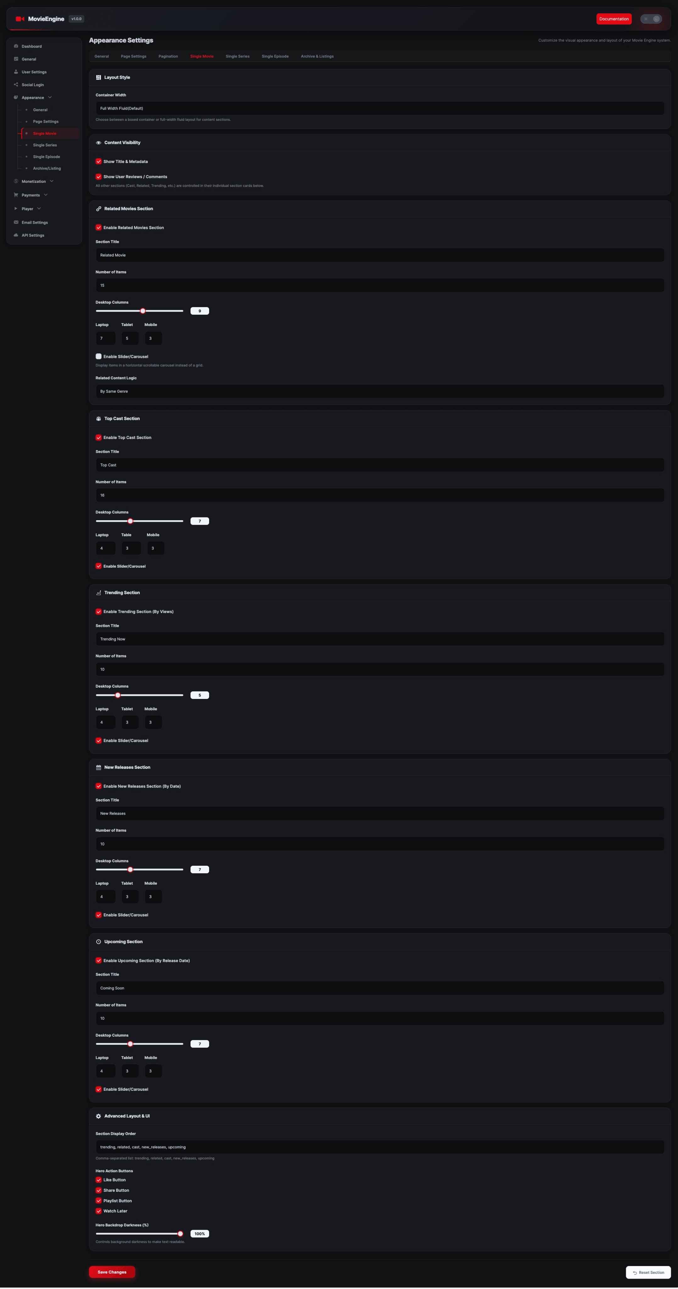 Monetization settings