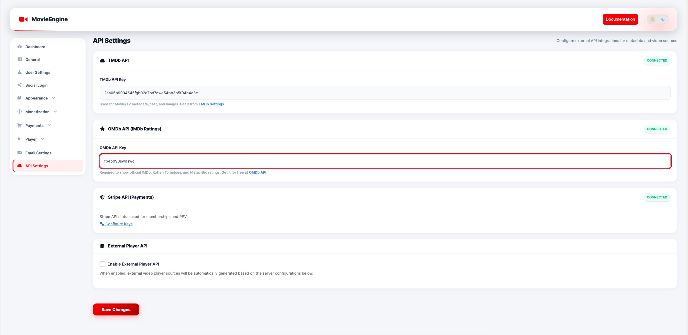 TMDb import interface