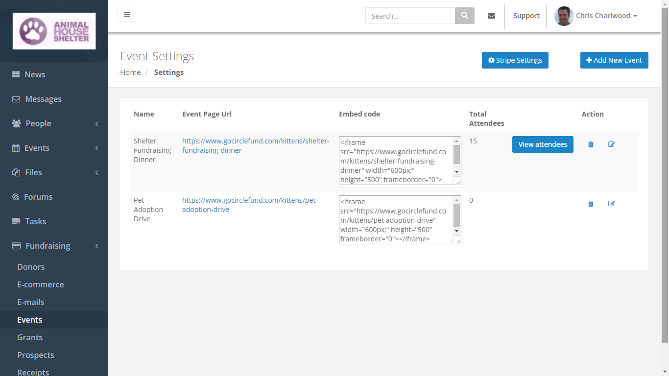 Event Ticketing Settings Page