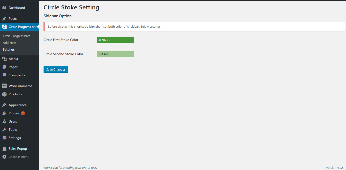 Admin settings & shortcodes.