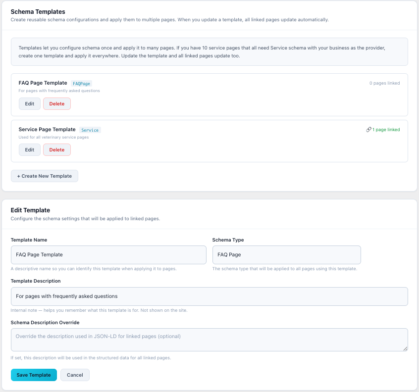 Auto-generated llms.txt preview — updates automatically from your settings and pages