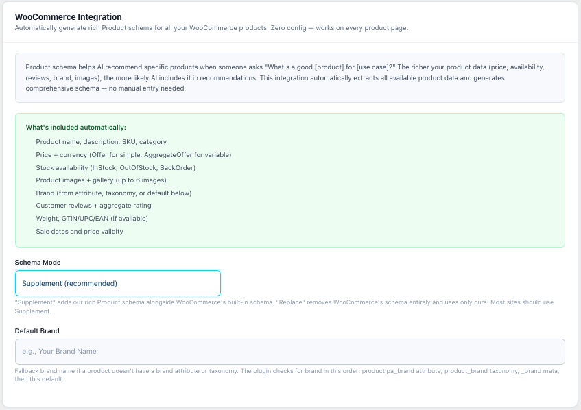 Auto-detection rules reference — shows which URL slugs map to which schema types