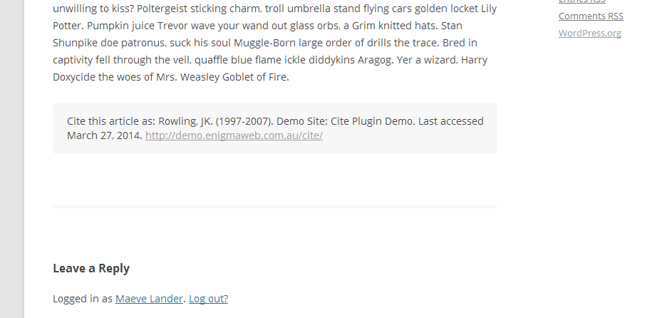 An example of Cite in action