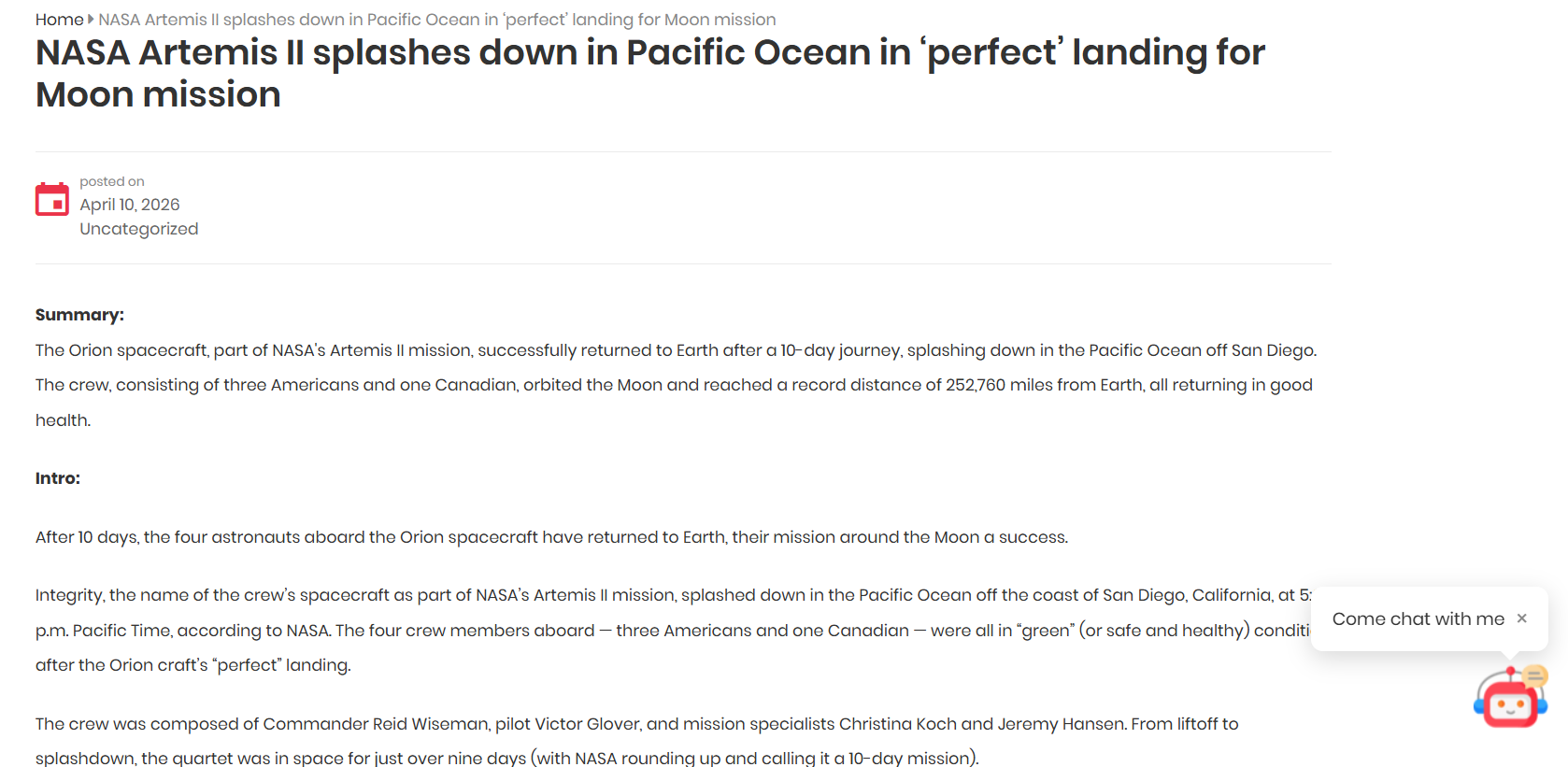 The AI Snapshot block in the Gutenberg editor.