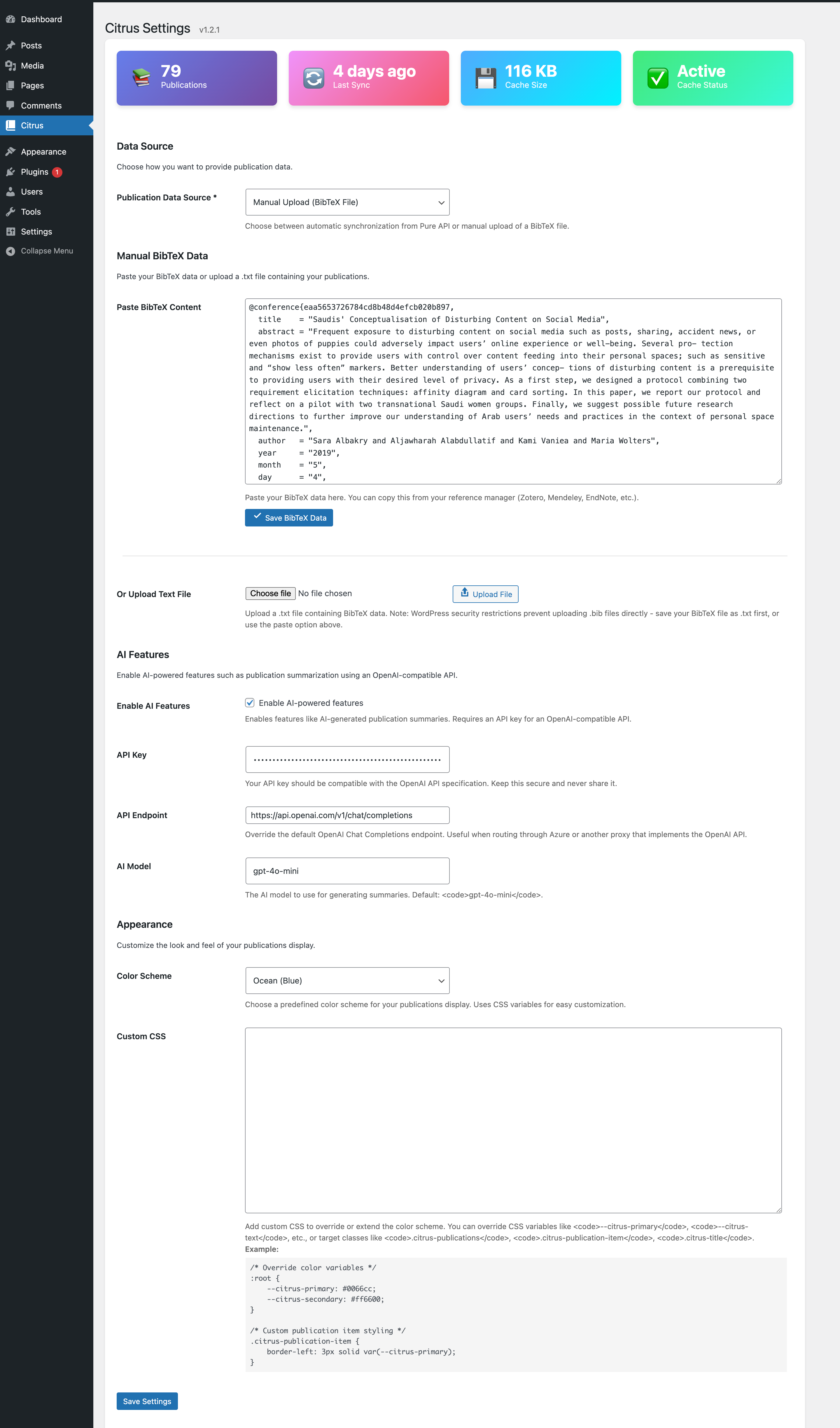 Settings Page – Configure Pure API credentials and sync options