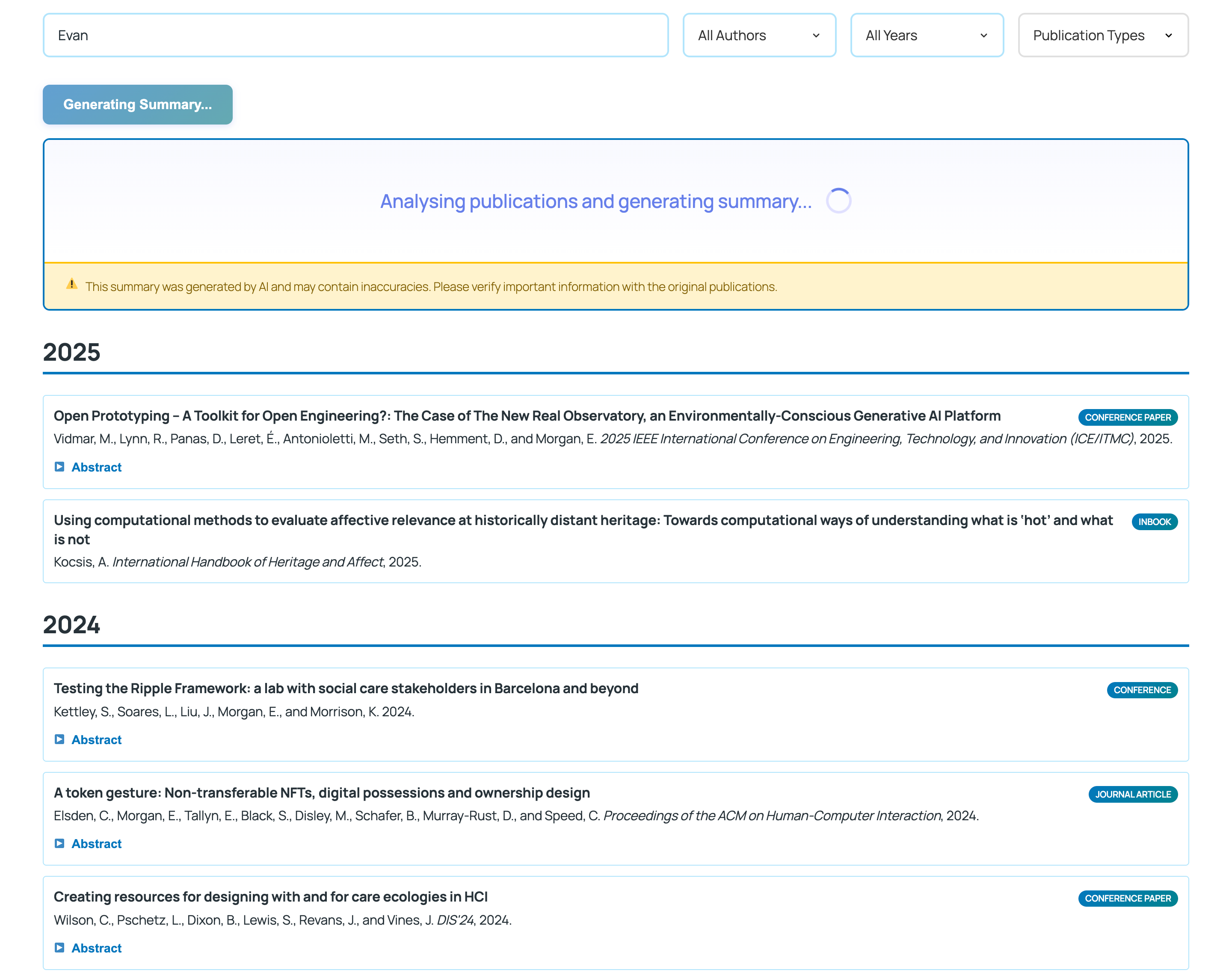 AI Summary Generation (in progress)