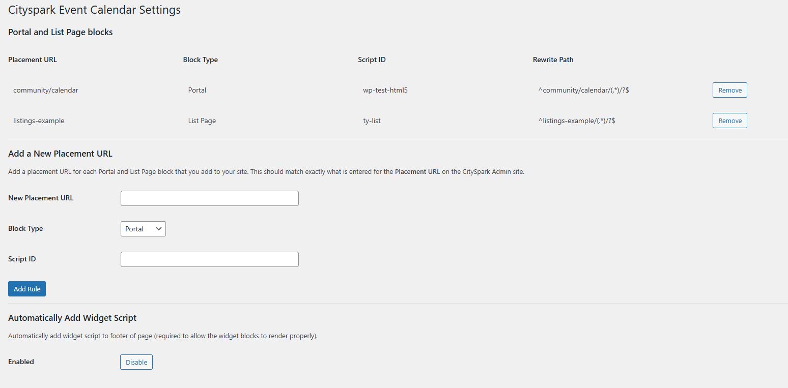 A sample from the settings page.
