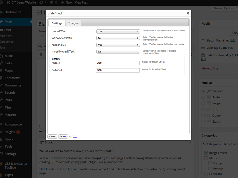 Configure the parameters in the Settings tab