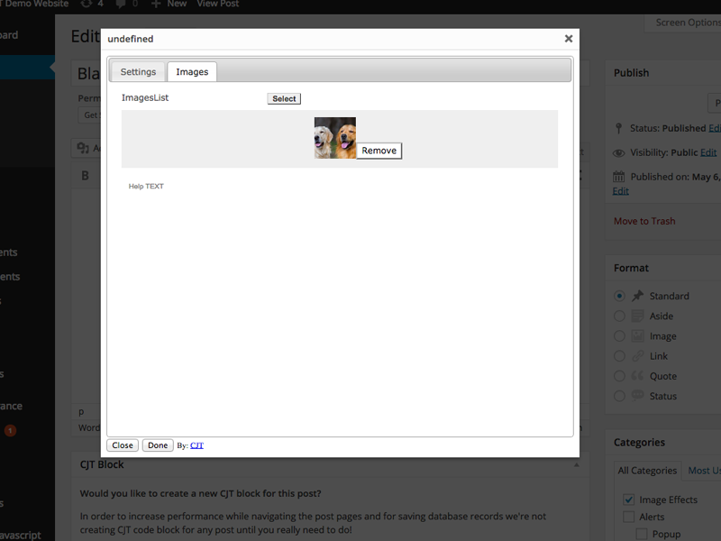 Add your image in the Images tab