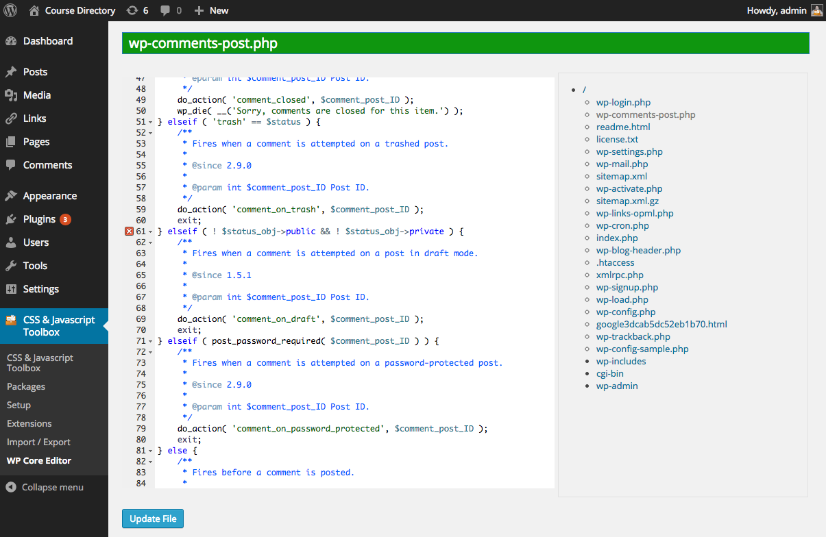 WP Core Editor