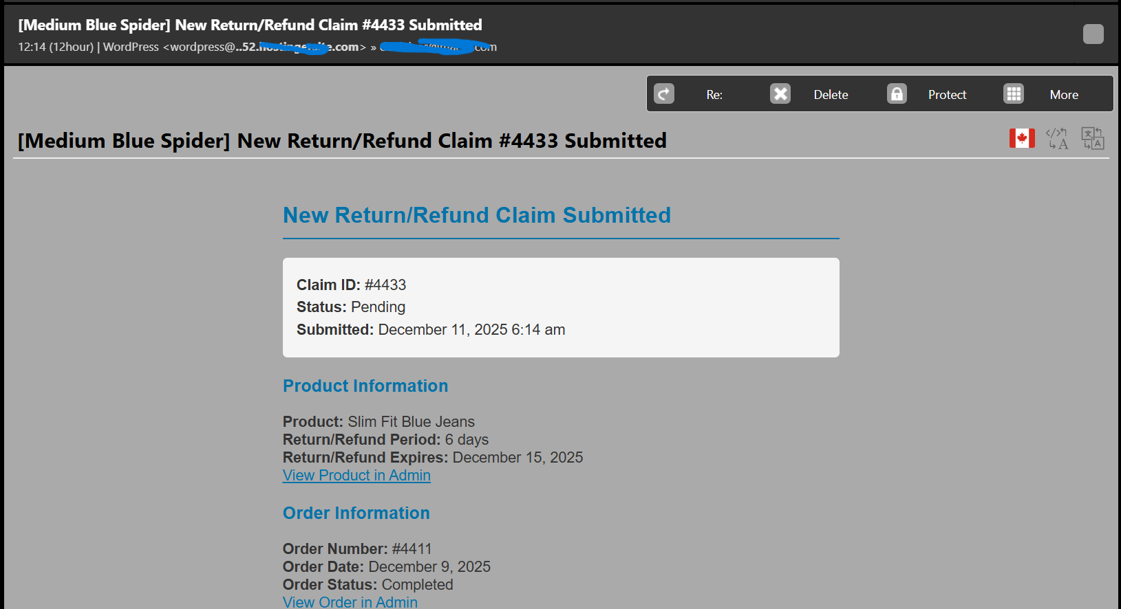 Store will receive claim emails immediately