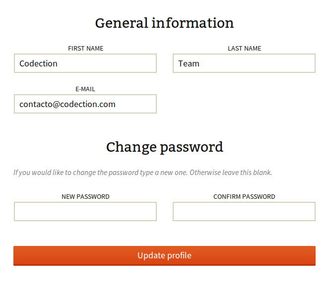 Setting access from the dashboard