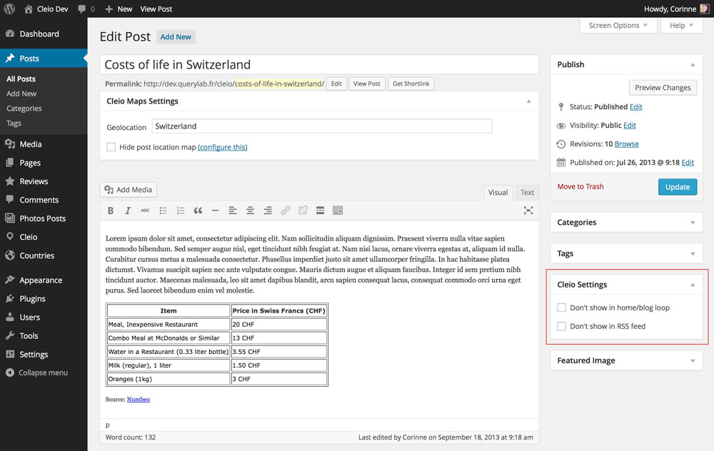 Front-end example - Archives