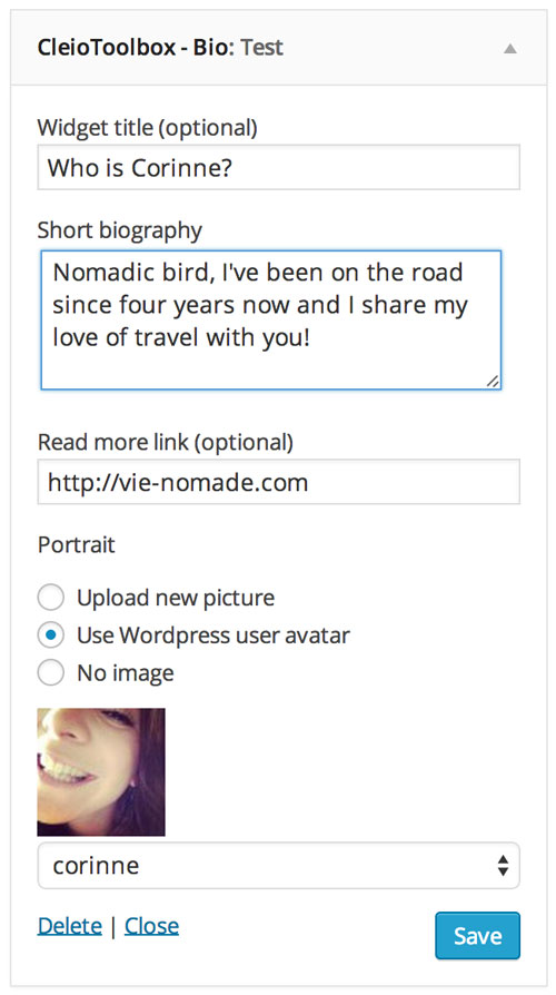 Front-end example - Widgets