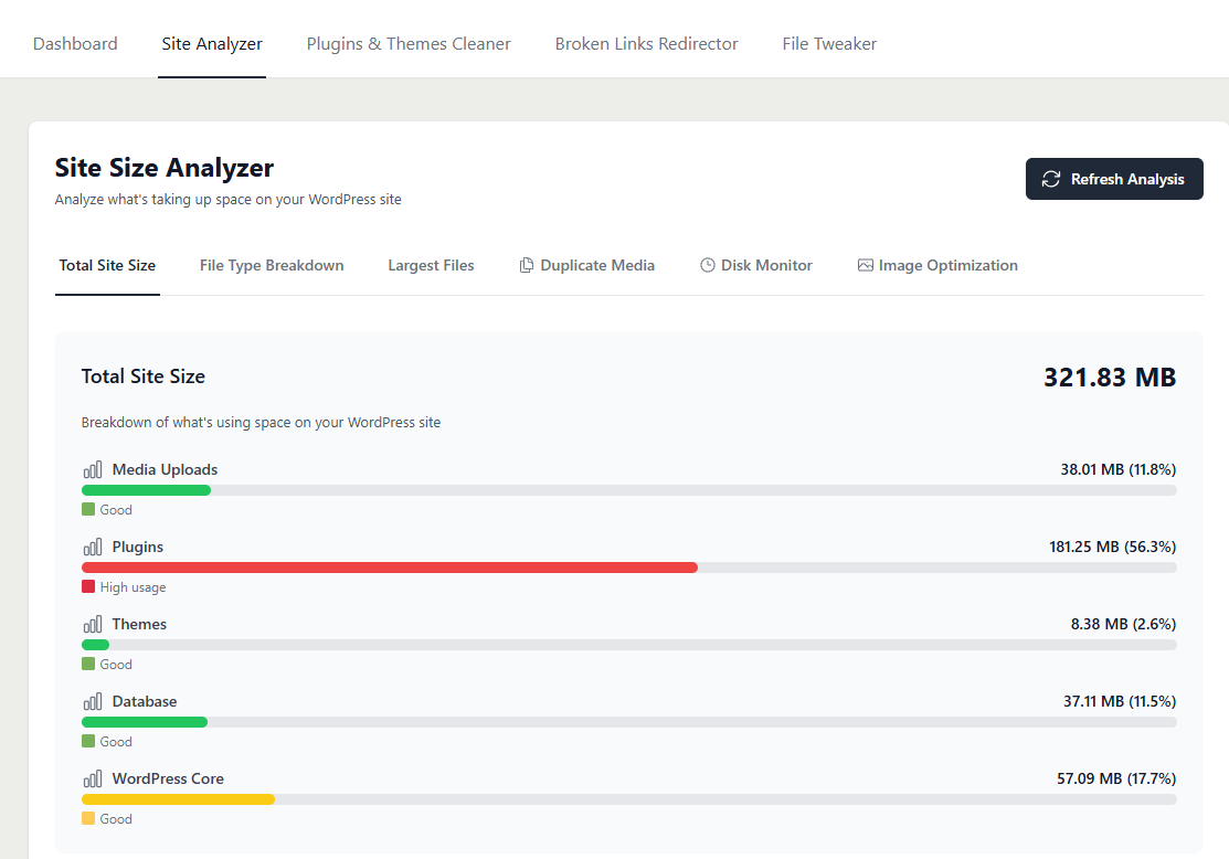 File Type Breakdown with Visual Indicators
