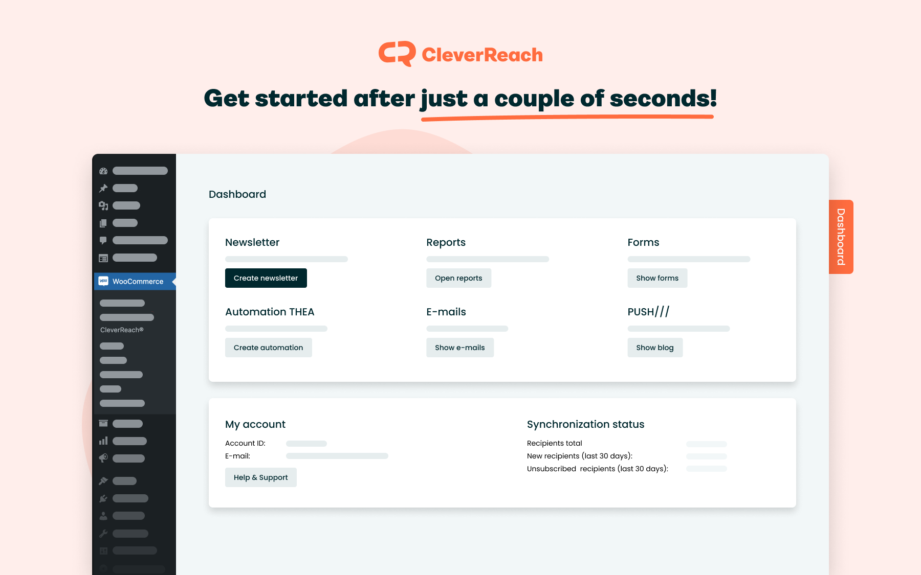 Get started after just a couple of seconds!