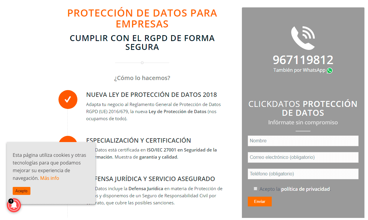 Banner de cookies en front-end