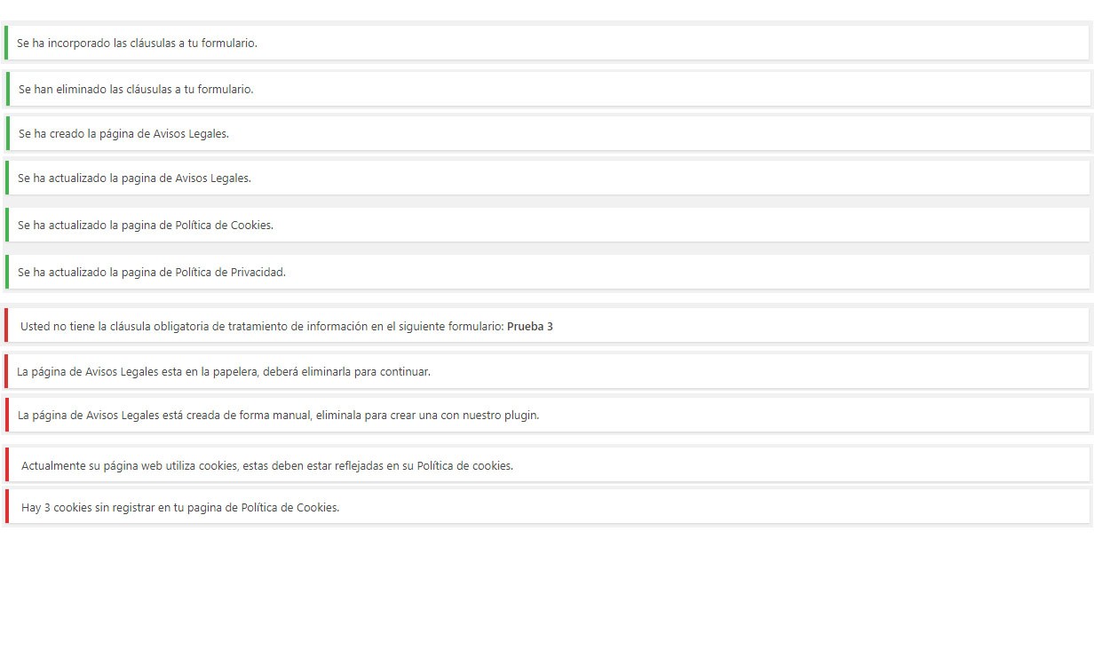 Avisos de plugin back-end