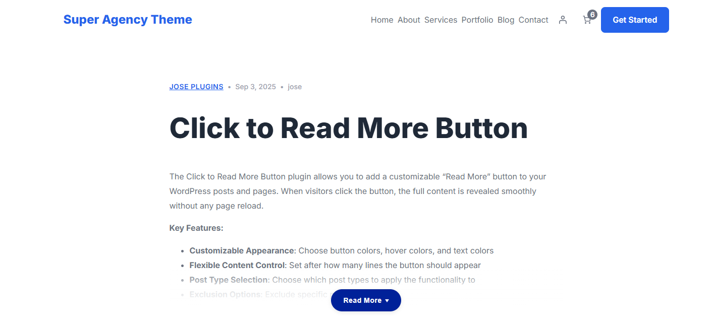 Read More button appearance on frontend