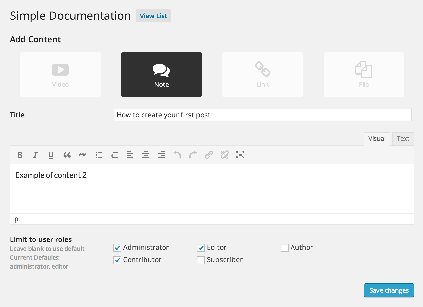 Simple Documentation in your dashboard