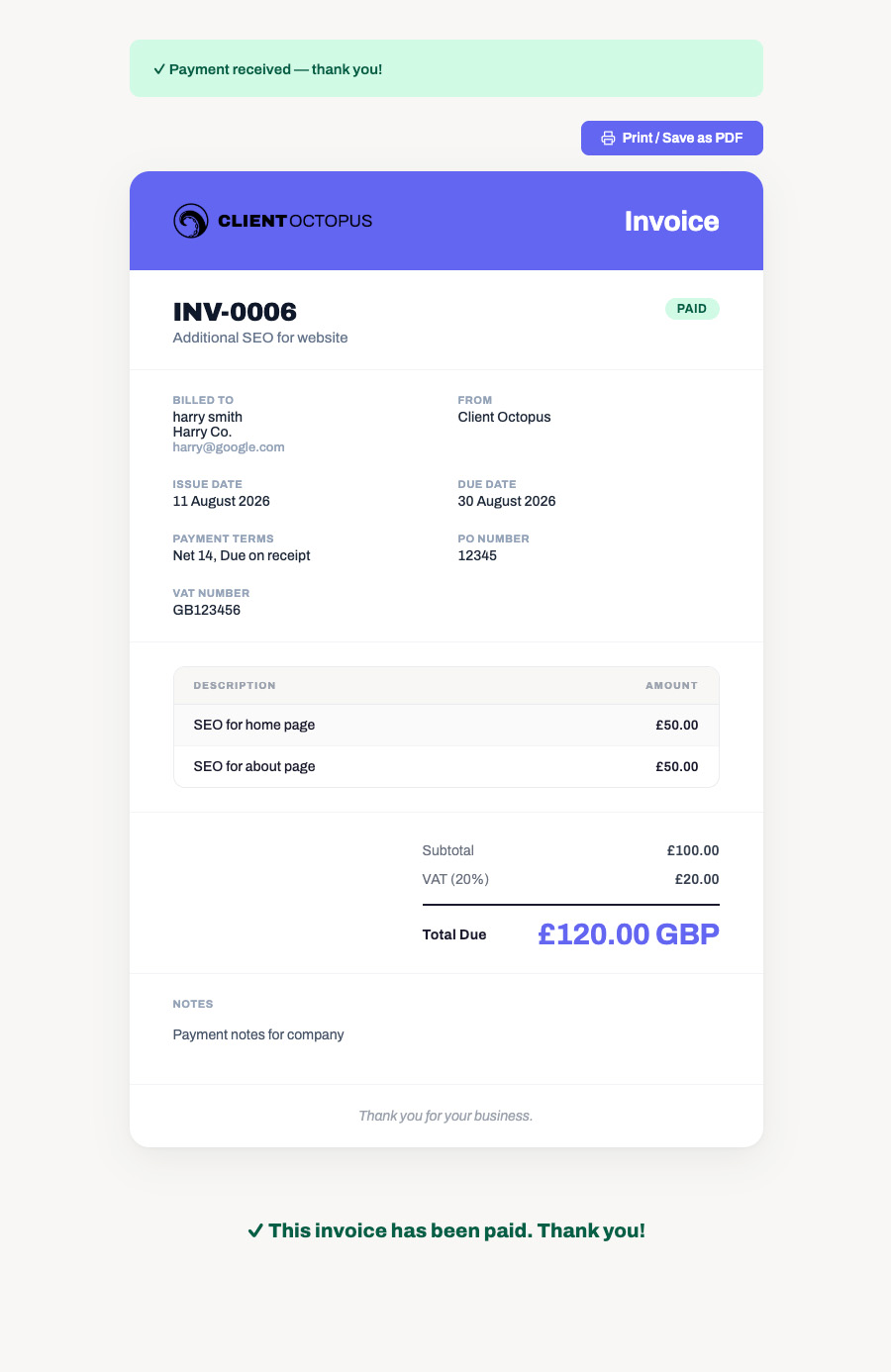 Client Octopus proposal builder pricing setup