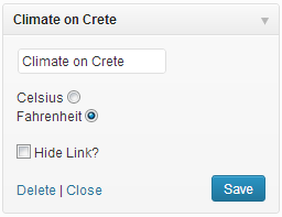 Climate on Crete Frontend Widget