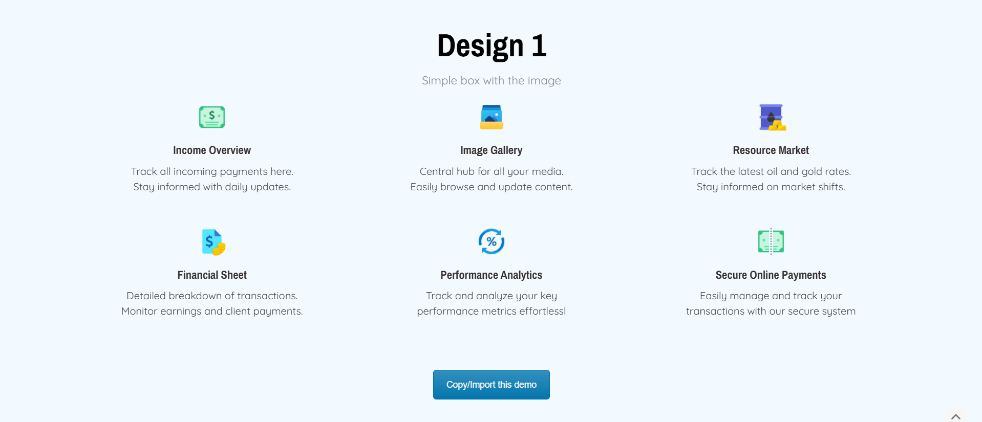 Example copy button on the frontend.