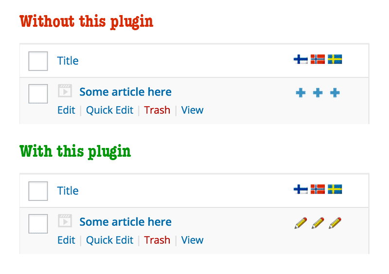 Before / After plugin installation screenshot