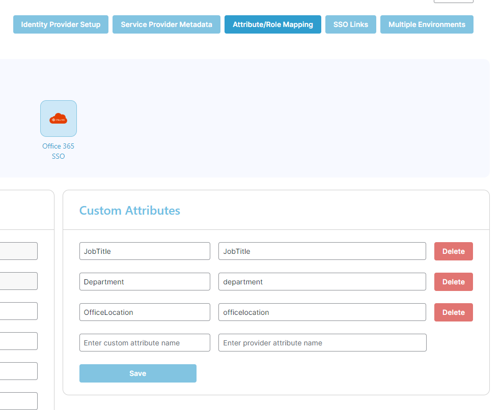 Setup Attribute mappings from your IDP