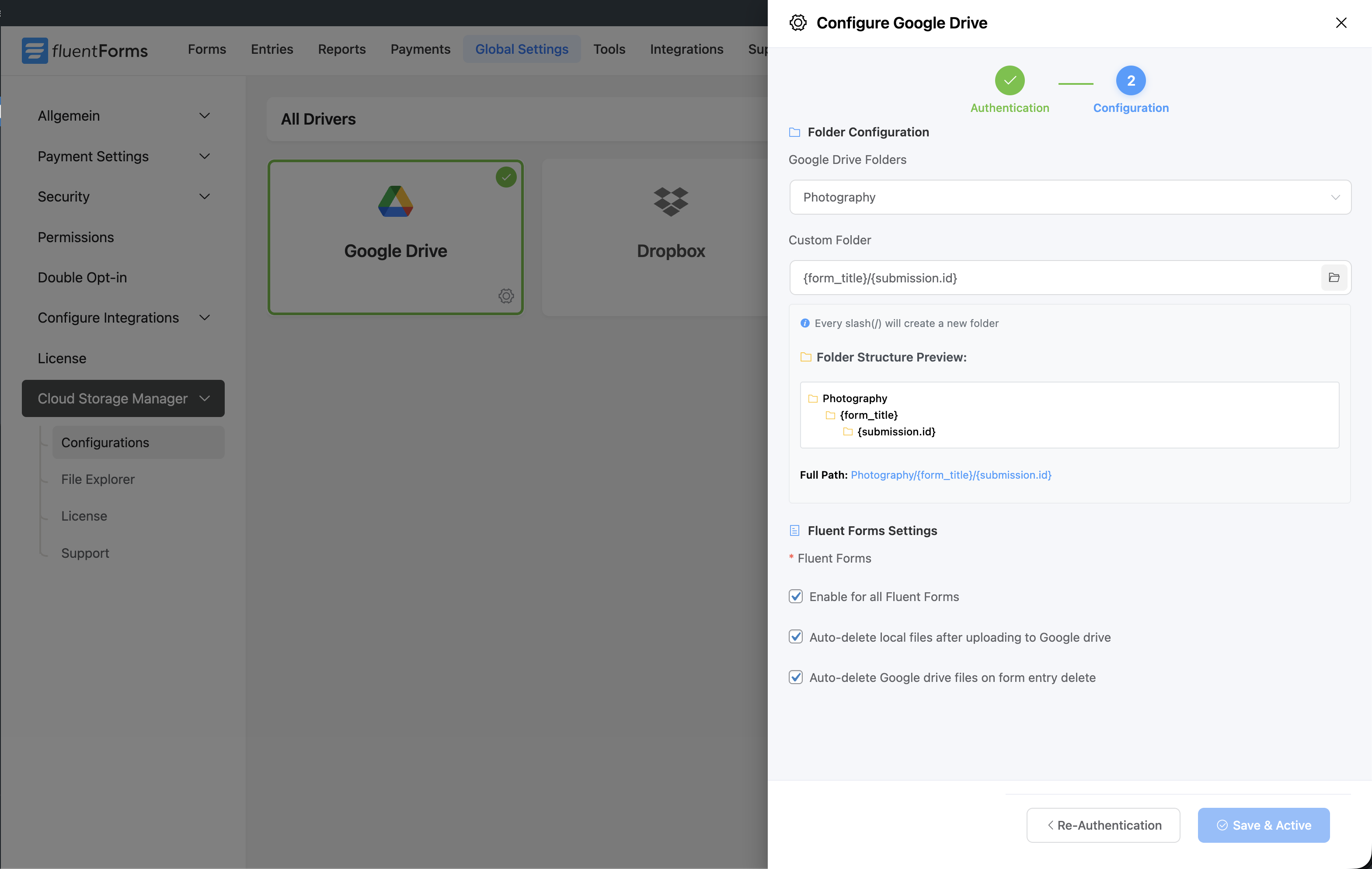 Driver Folder Configuration Step