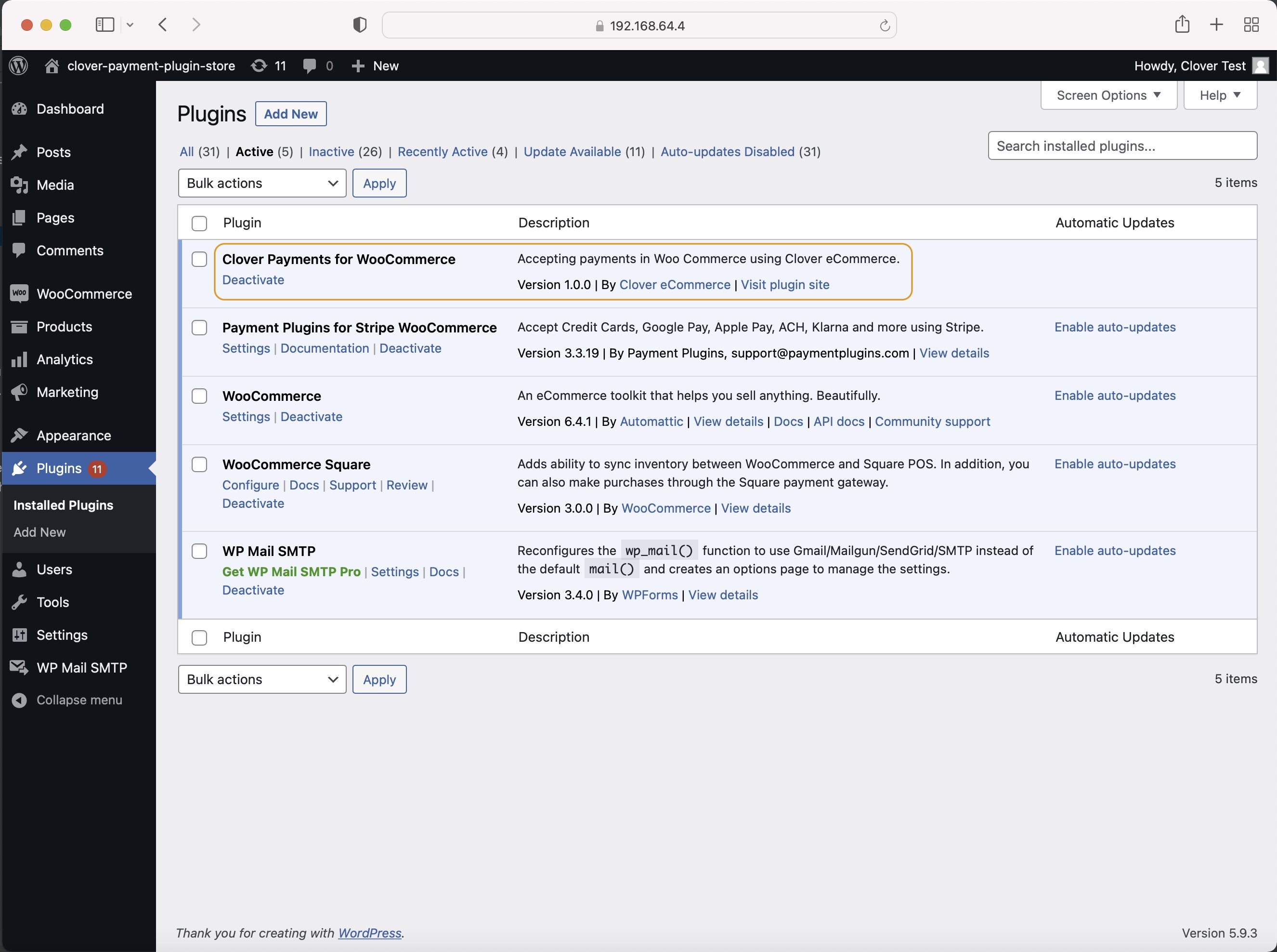 Plugin Settings Screen - Canadian French