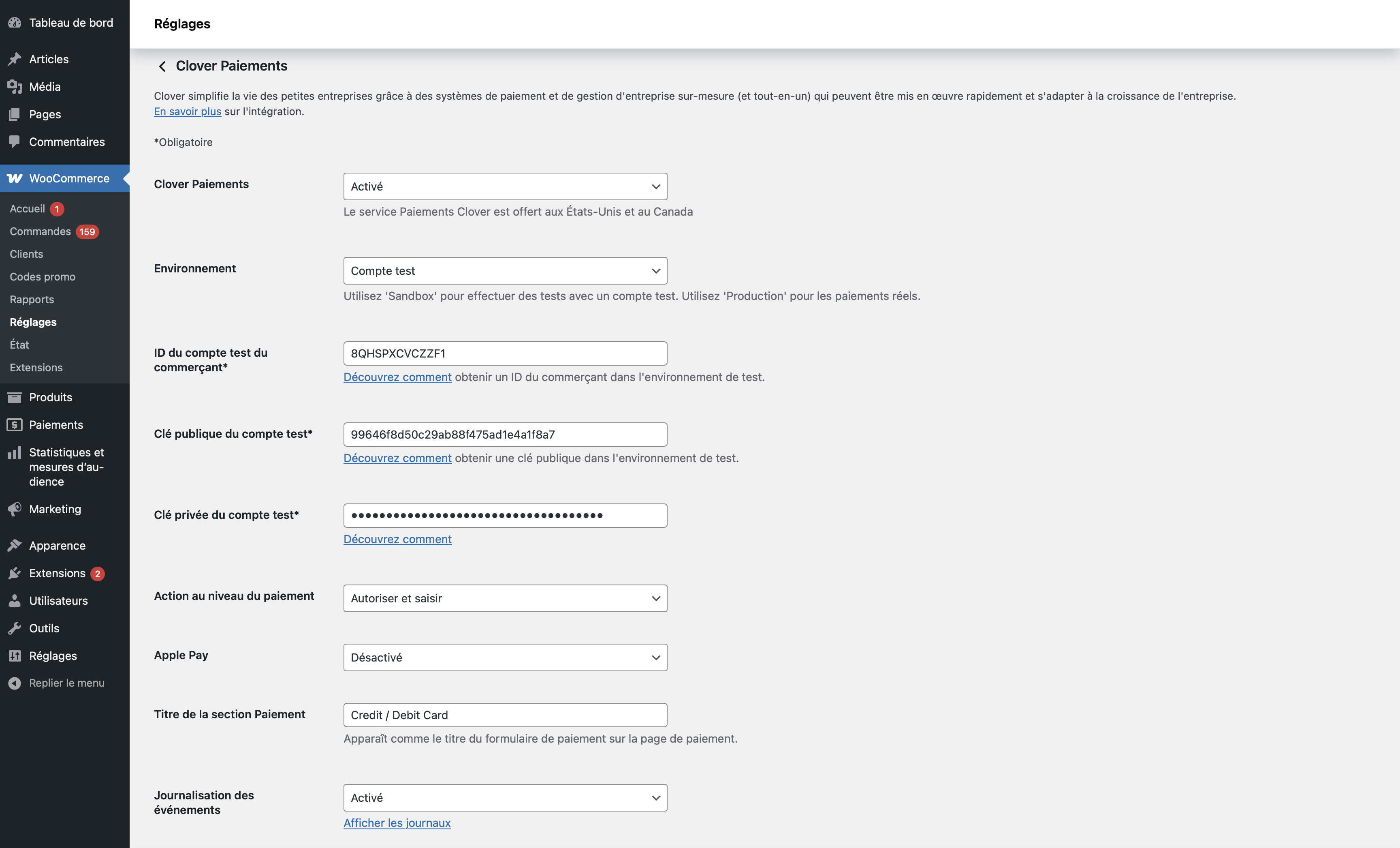 Clover Payment Shopping Cart Screen - Canadian French