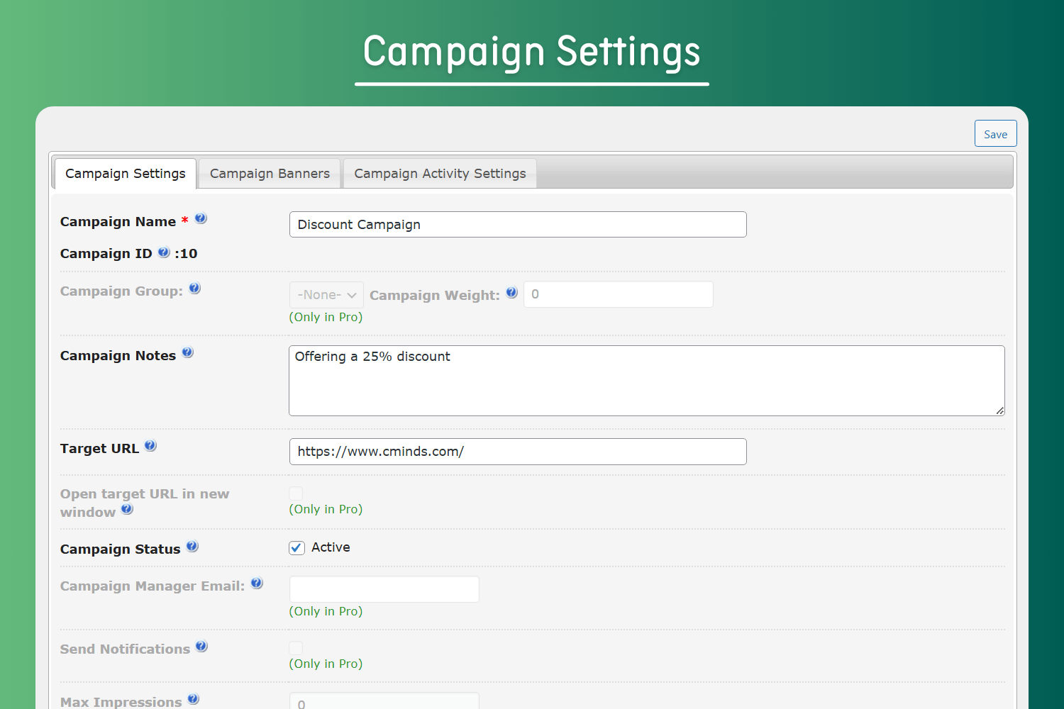 Campaign Settings