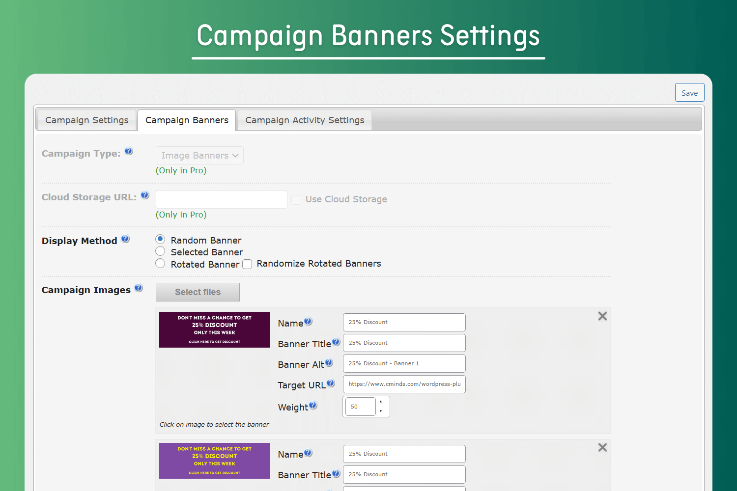 Campaign Banners Settings