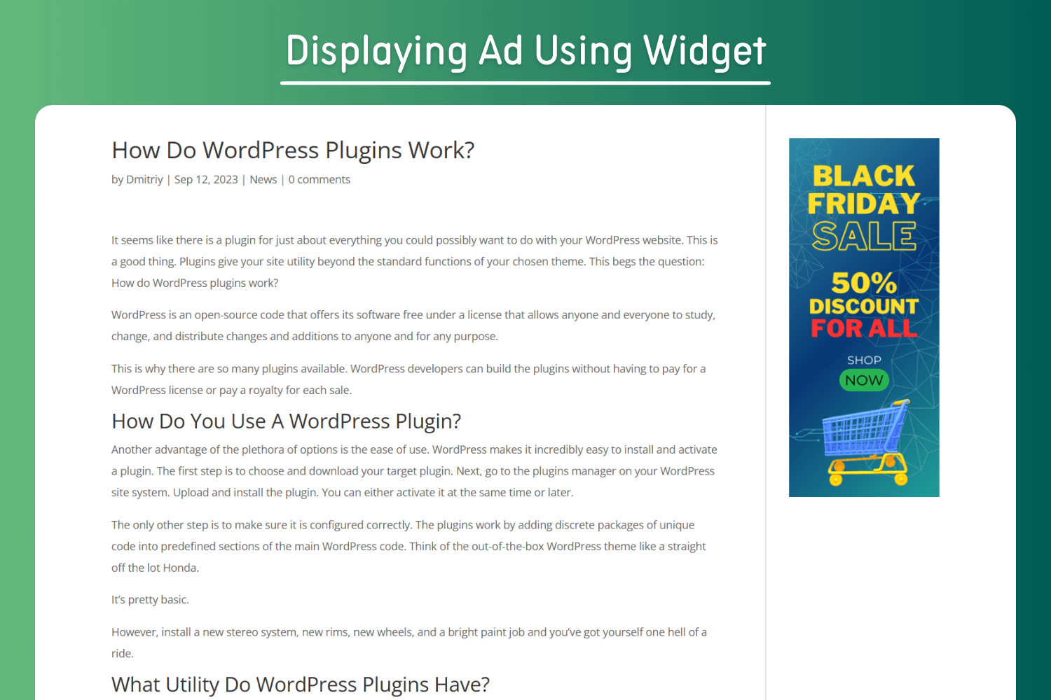 Displaying Ad Using Widget