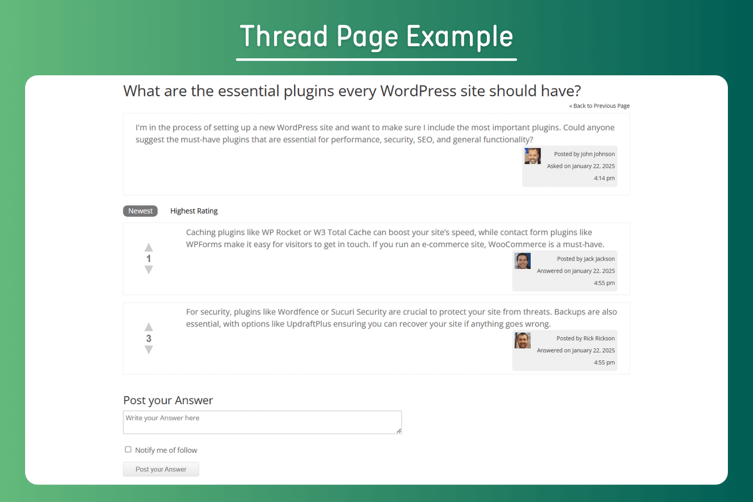 Thread Settings