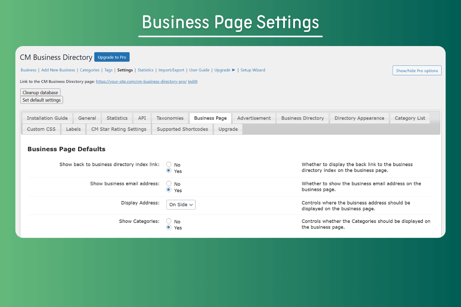Directory Appearance Settings