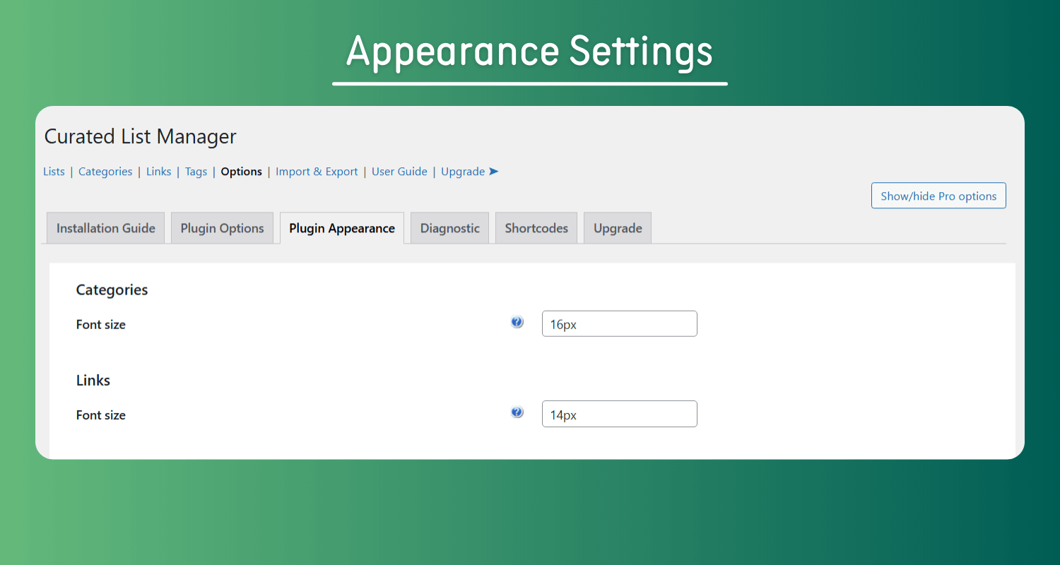 Appearance Settings