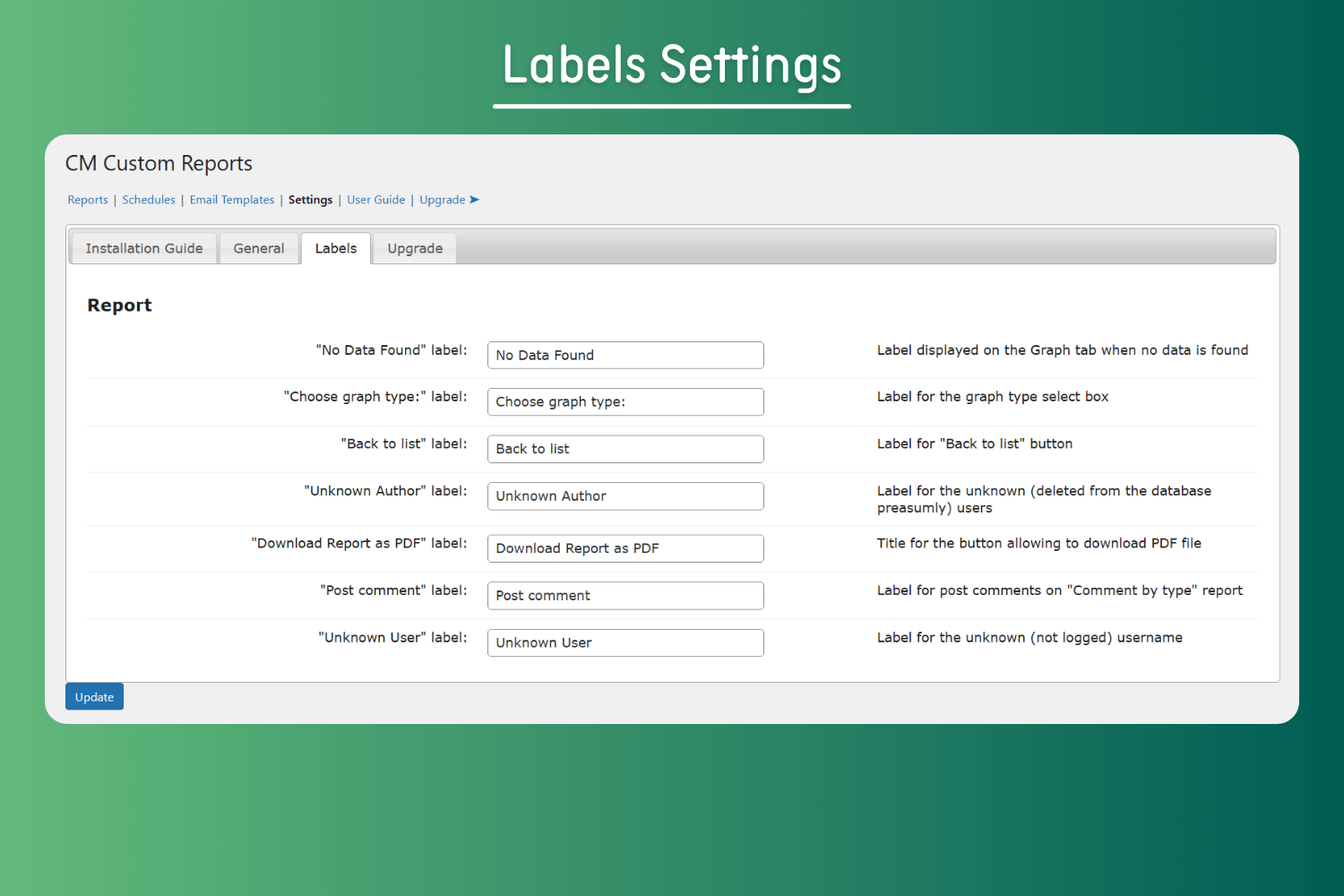 Labels Settings