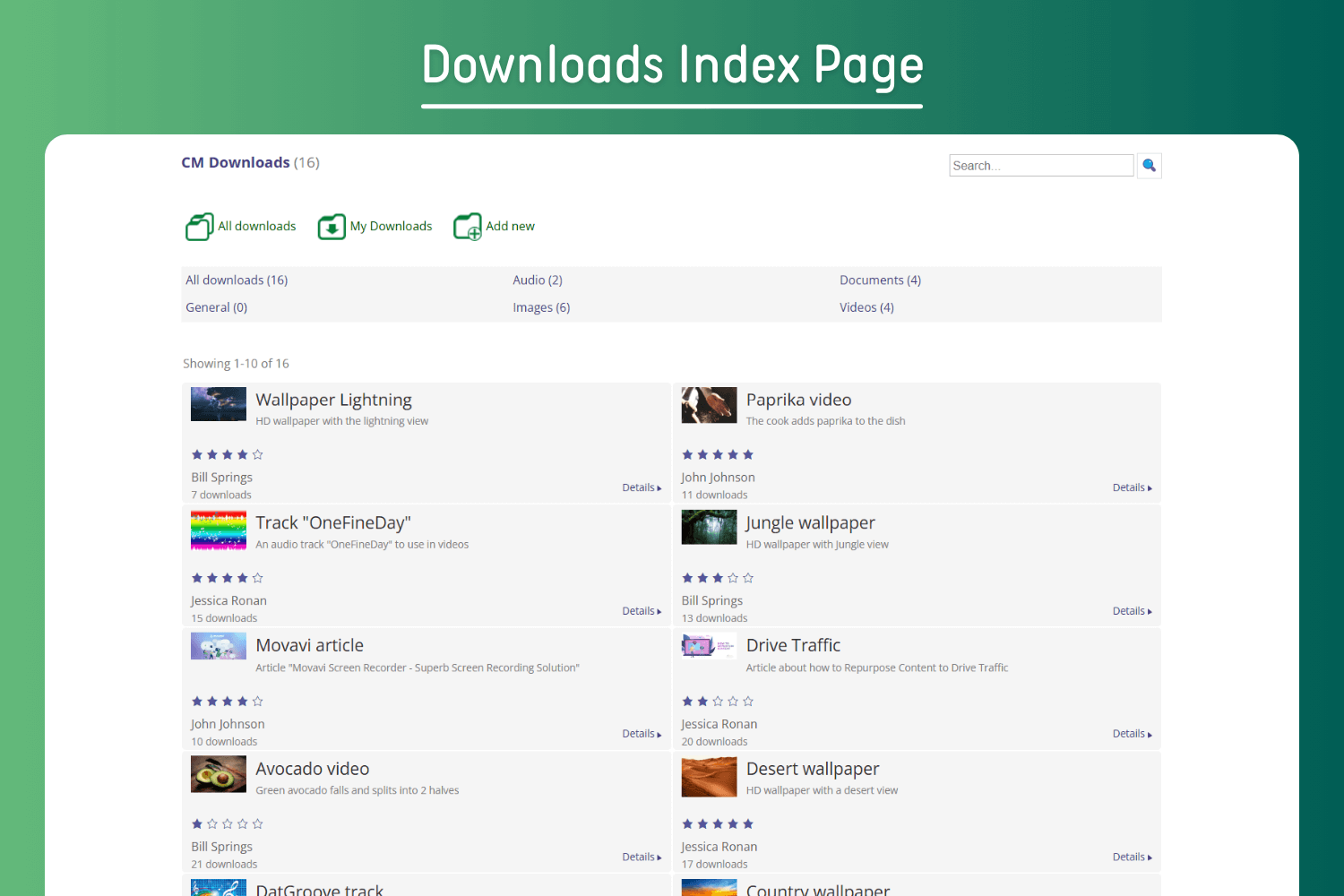 Index Page Settings