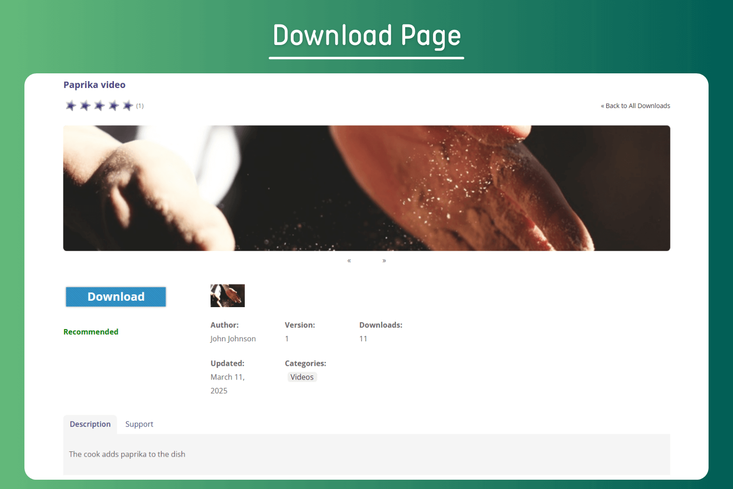 Upload Page Settings