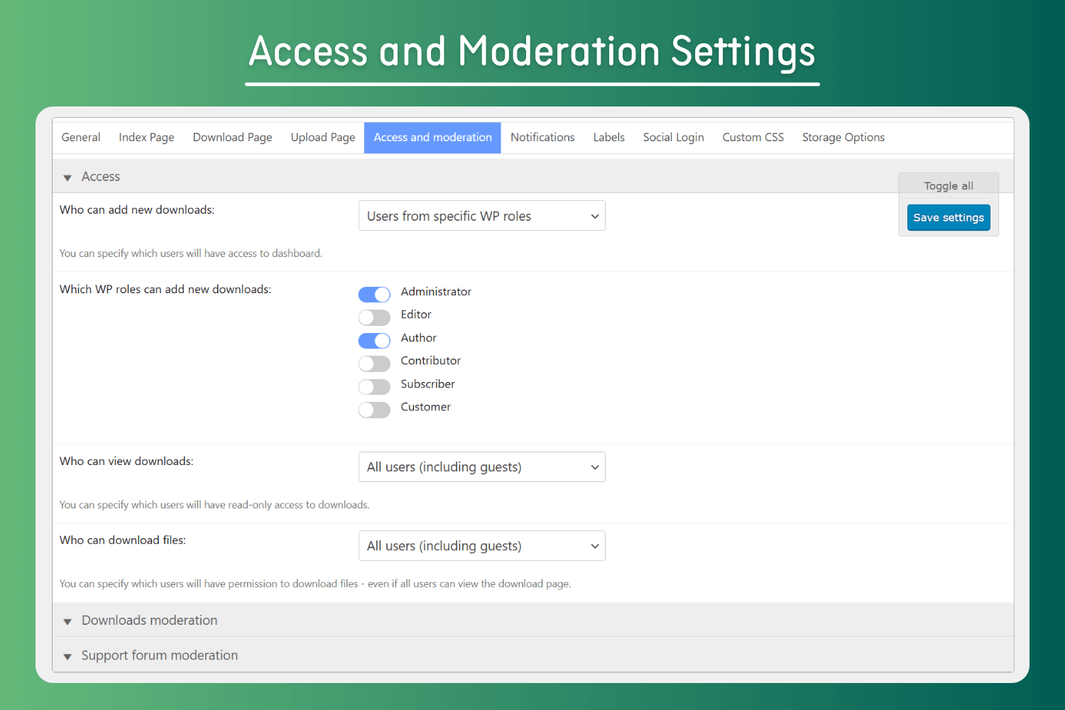 User Dashboard Page