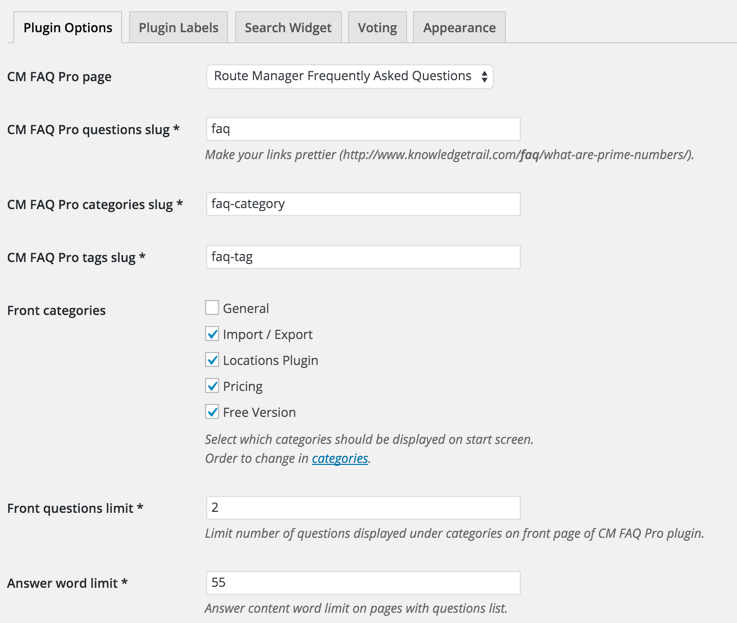 Setting page (pro version)