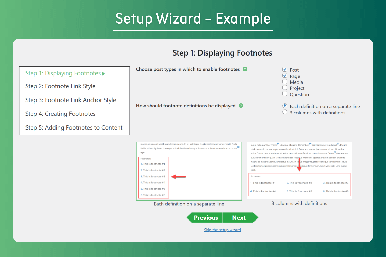 Setup Wizard - Example