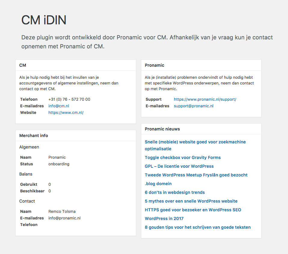 WordPress dashboard