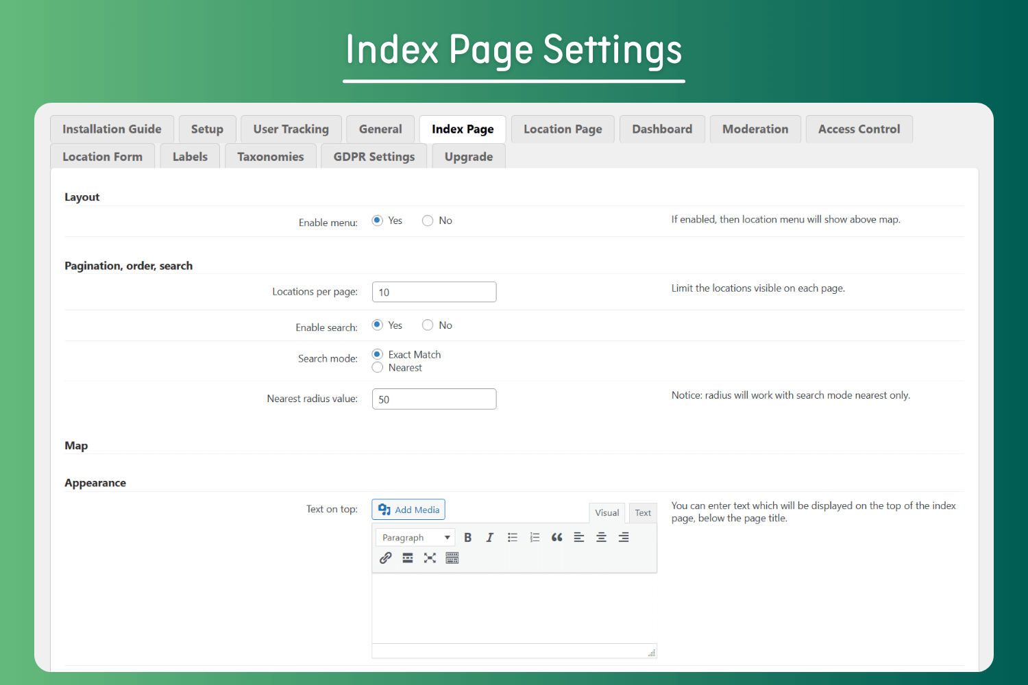 Managing Locations - Back-end