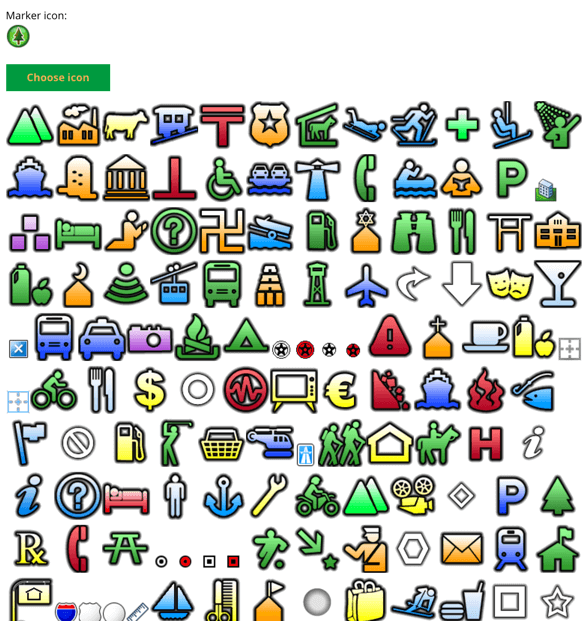 Selecting icon to display on map.